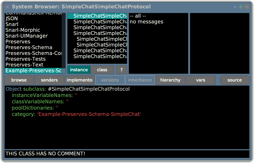 Screenshot of Squeak Browser on class SimpleChatSimpleChatProtocol